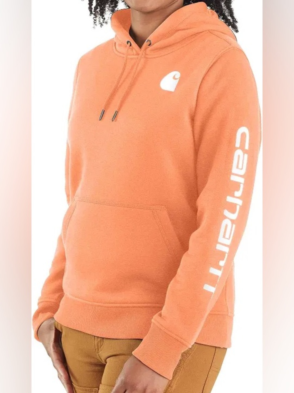 Carhartt Women’s Peach-Orange Hoodie with White Logo